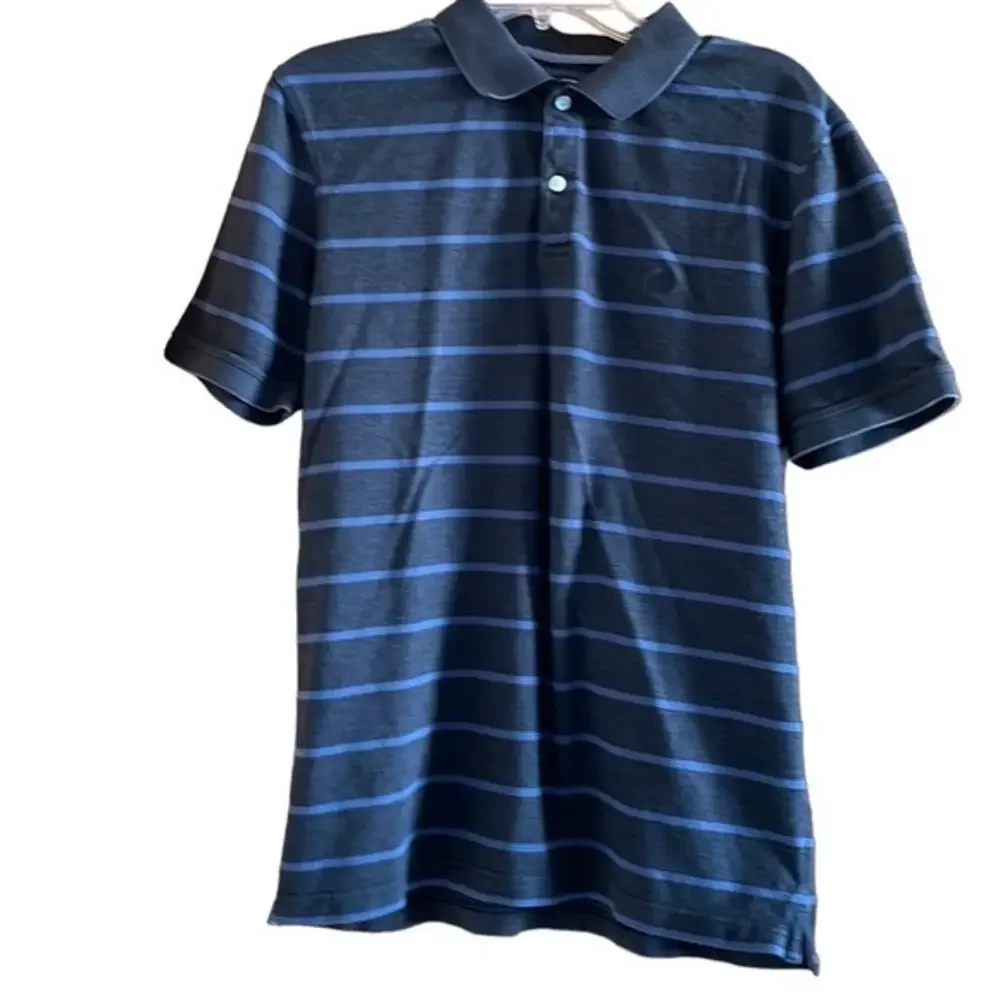 Banana Republic Men’s Cotton Polo Shirt Grey Blue Striped Size‎ Large